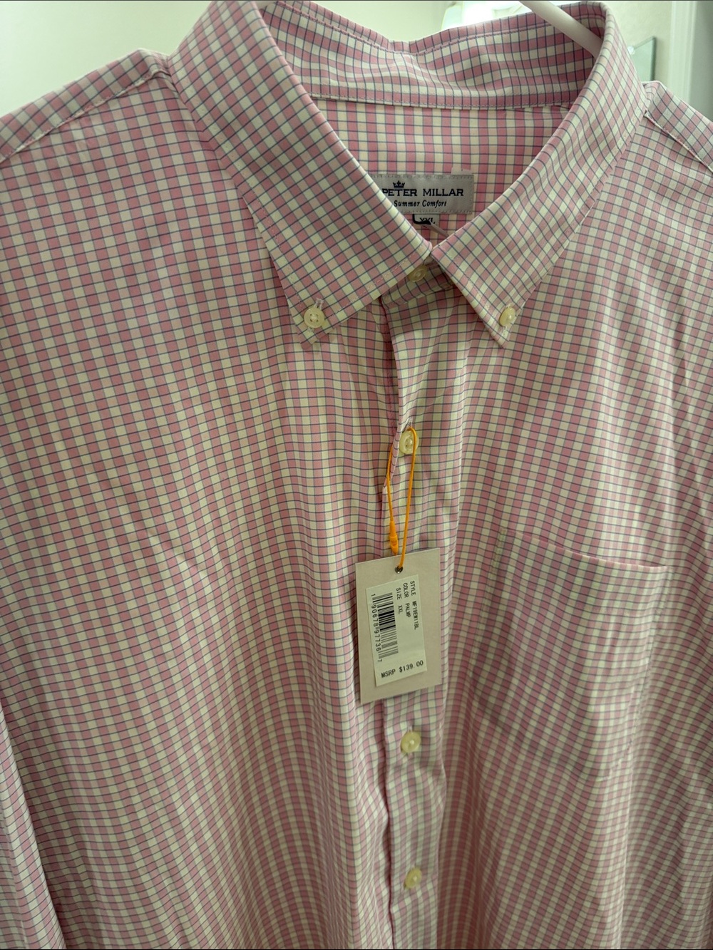 Peter Millar Pink Gingham Button-Down Dress Shirt